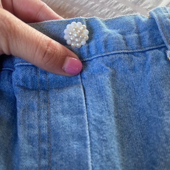 Vintage Blue Straight Leg Jeans with Lace Detail - Picture 4 of 7